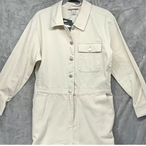 Sandy Liang for Target Cream Denim Long Sleeve Jumper Romper Jumpsuit - Picture 3 of 3